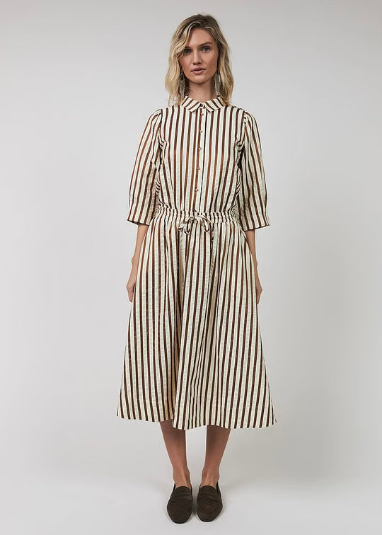 Lollys Laundry BristolLL Midi Skirt 87 Dark Mokka stripe