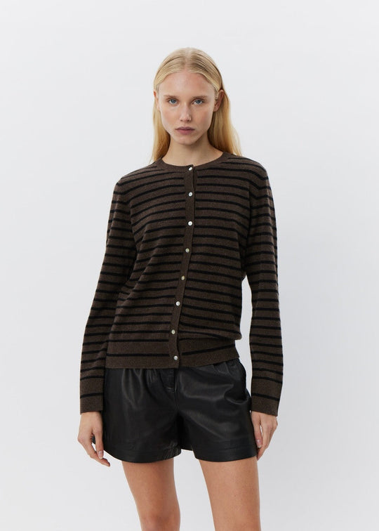 Sofie Schnoor Cisse stripe cardigan dark brown black stripe