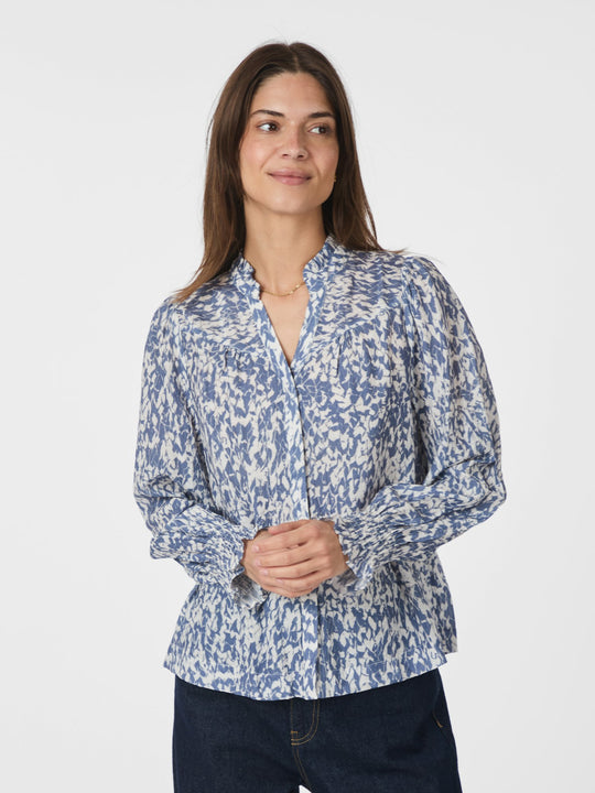 Neo Noir Astrida Fracture Blouse Dusty Blue