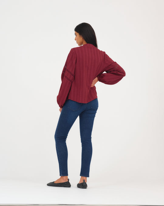 Pieszak Frida Lace Blouse Rasin Red