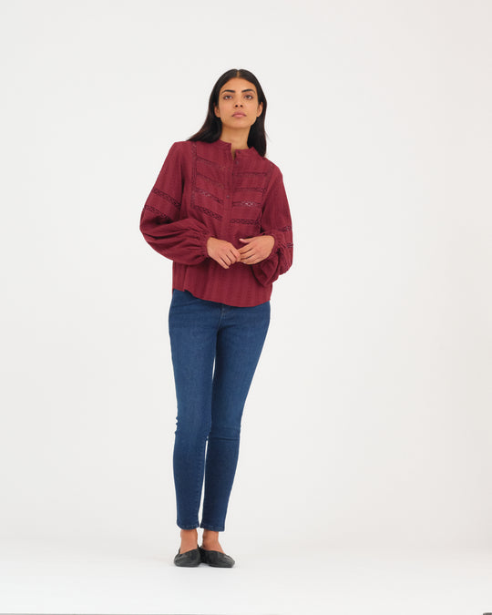 Pieszak Frida Lace Blouse Rasin Red