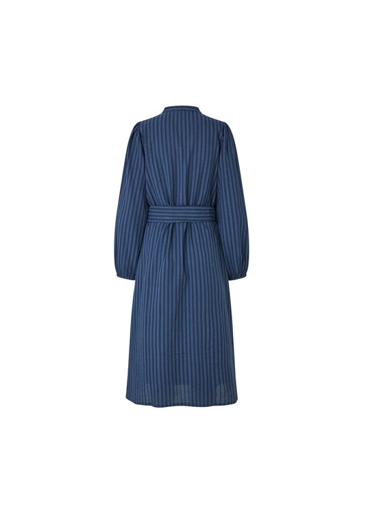 Lollys Laundry ParisLL Midi Dress LS 80 stripe (blå)