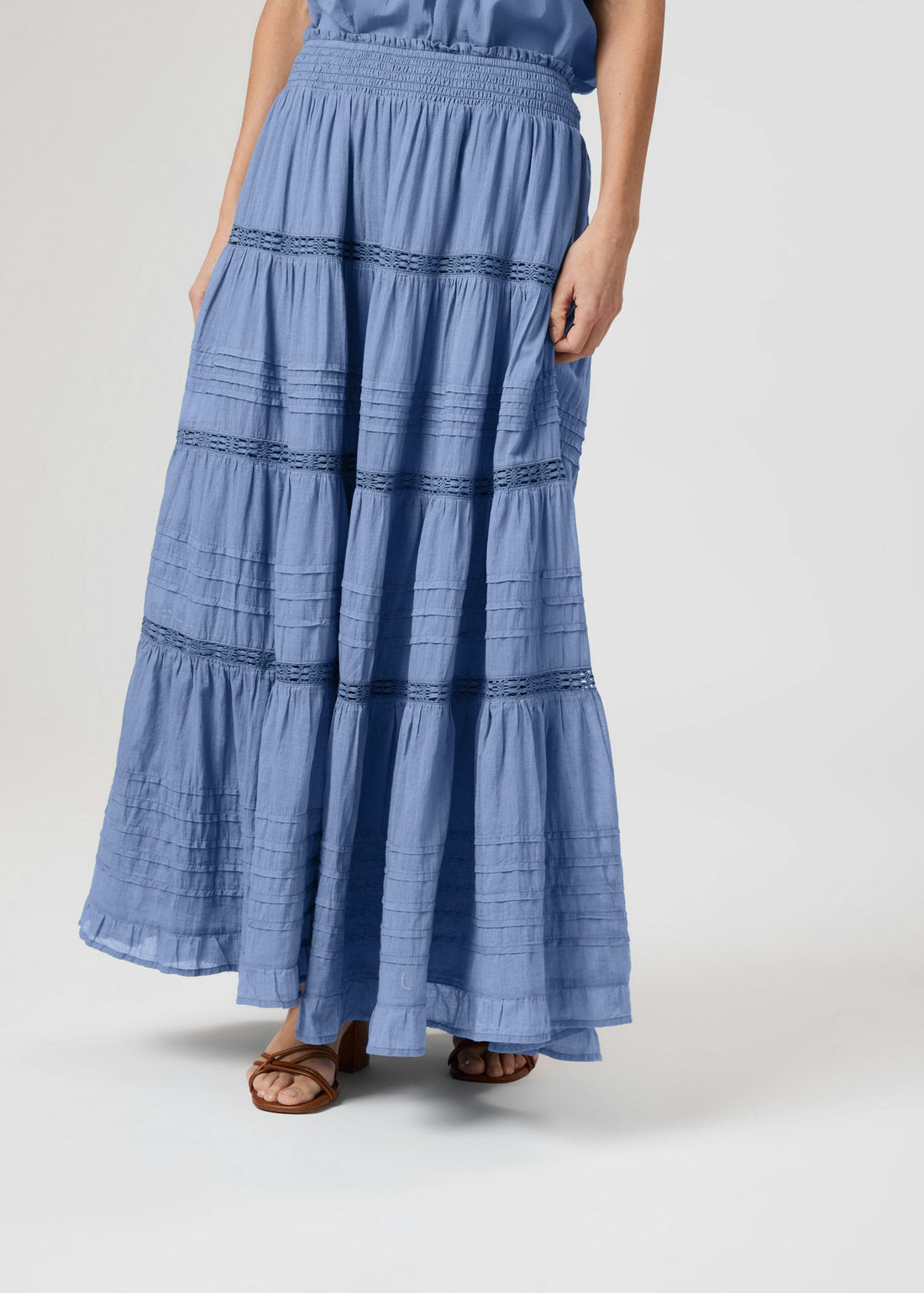 Neo Noir Felicia S Voile Skirt Smoke Blue