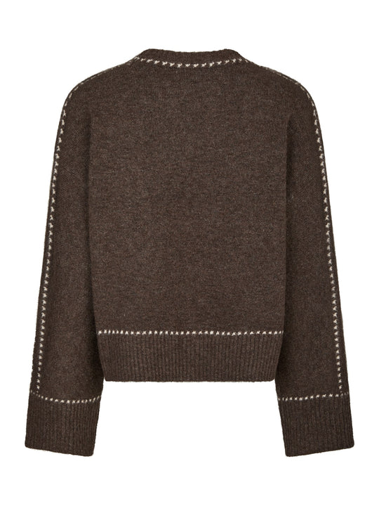 Neo Noir Roeme Knit Stitch Blouse Brown Melange