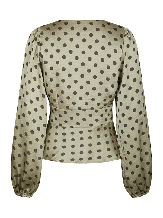 Pre-order uge 19. Neo Noir Jellima Dotted Blouse Pistachio