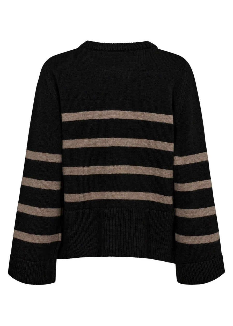 Co'Couture MajaCC O-Button Stripe Knit black
