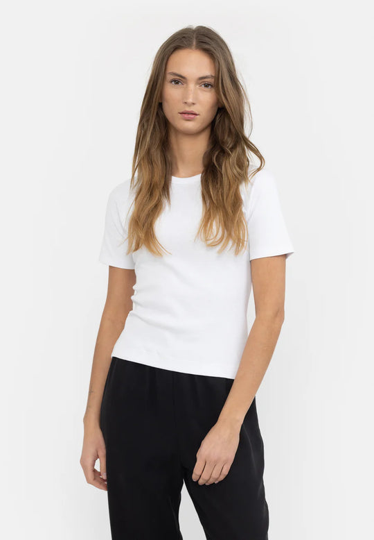 Esmé Studios ESBlossom SS O-neck Rib T-shirt White