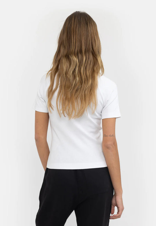 Esmé Studios ESBlossom SS O-neck Rib T-shirt White