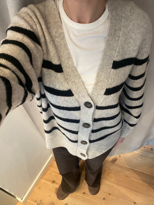 Soaked SLBriony Cardigan Dune and Black Strip
