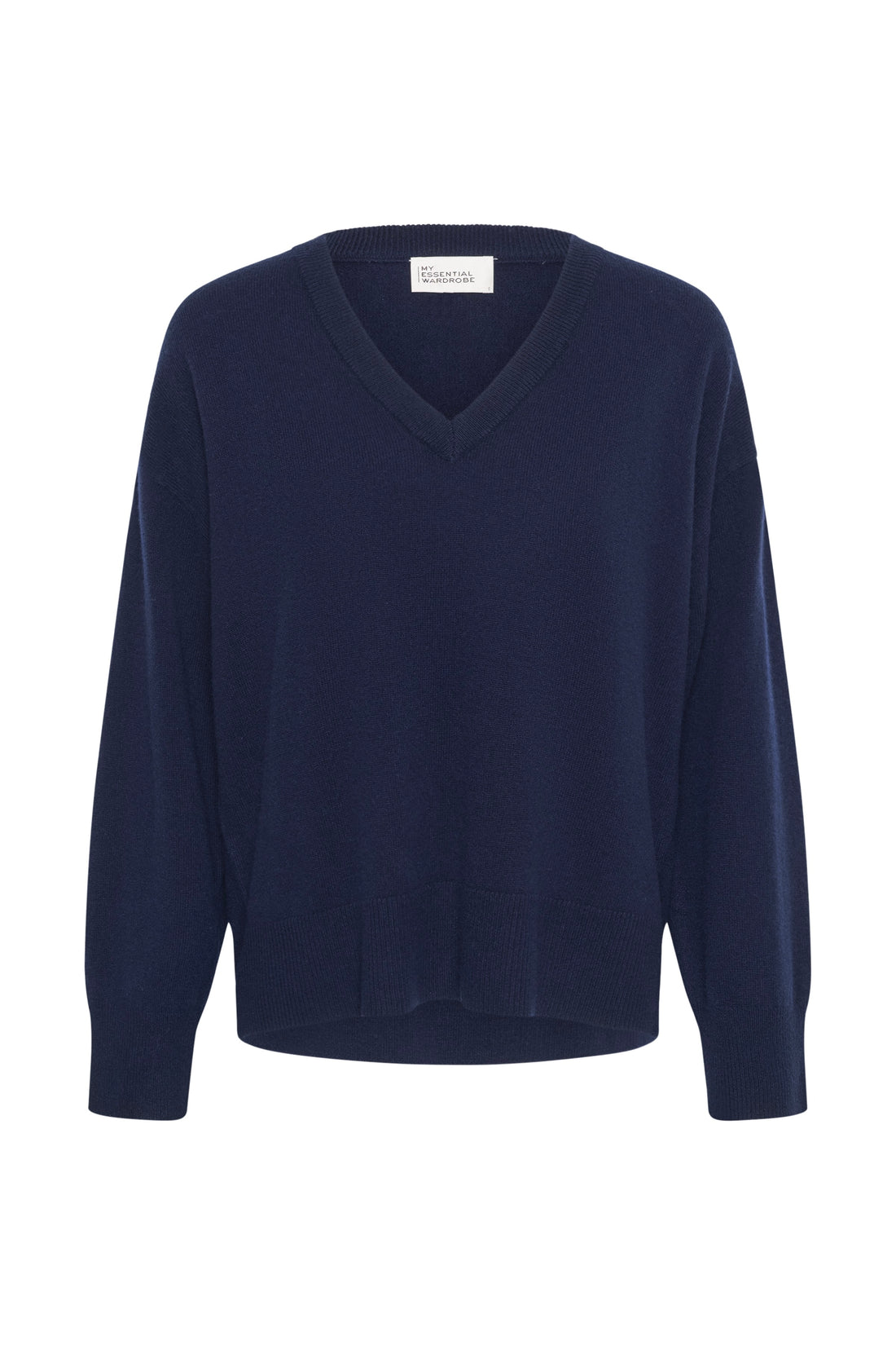 My Essential Wardrobe MWJola V-Neck Knit Pullover Dark Sapphire Blue
