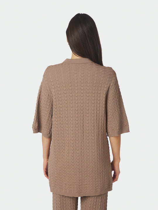 Neo Noir Sette Fine Crochet Blouse Taupe