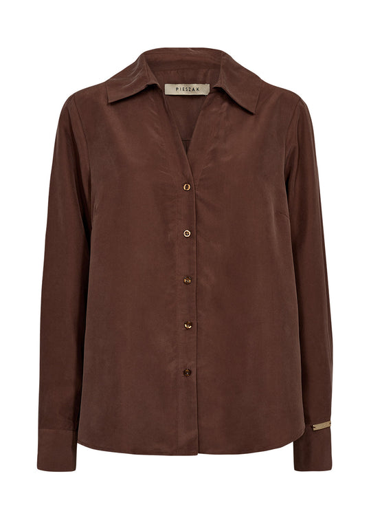 Pieszak PD-Percy Silk Shirt 71 Warm brown