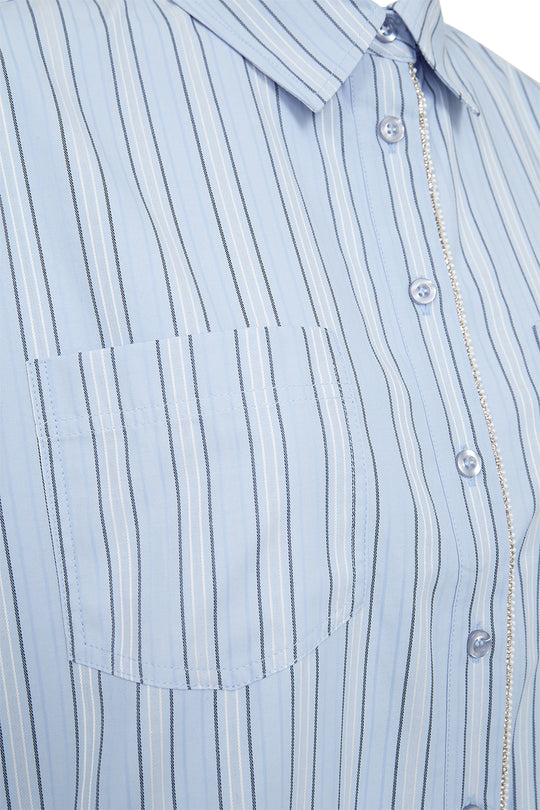 Pieszak PD-Madison balloon SS Shirt Stripe Kentucky Blue