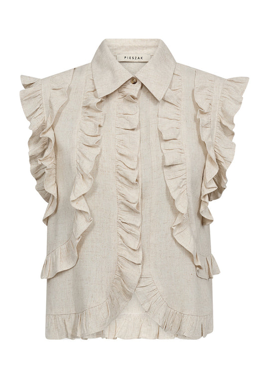 Pieszak Jeans PD-Miles Flounce Top Oyster White Melange