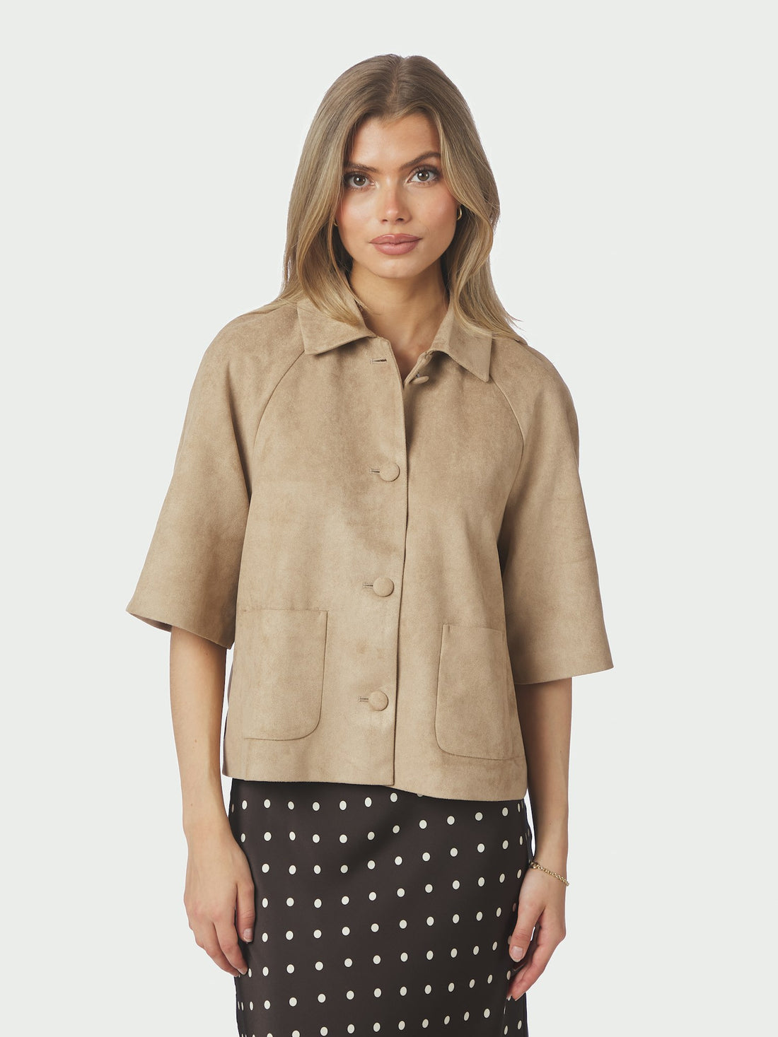 Neo Noir Editta Faux Suede Jacket Sand
