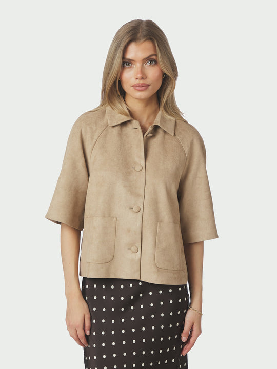Neo Noir Editta Faux Suede Jacket Sand