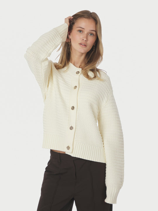 Neo Noir Kamilli Knit Cardigan Creme