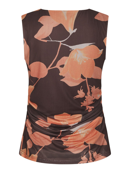 Neo Noir Liblana Flower Mesh Top Brown