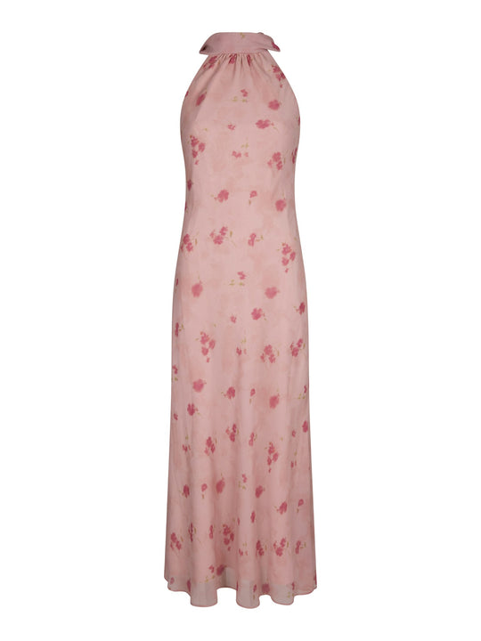 Neo Noir Fiona Blurred Flower Halter Neck Dress Light Pink