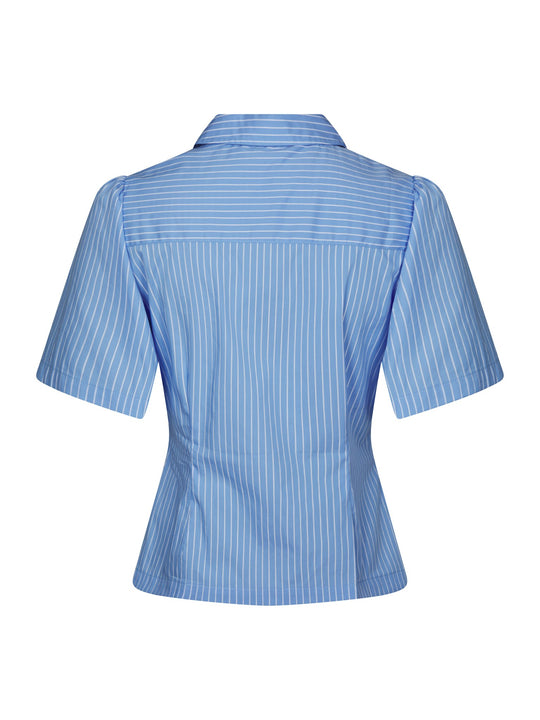 Neo Noir Balara Stripe Poplin Shirt Light Blue