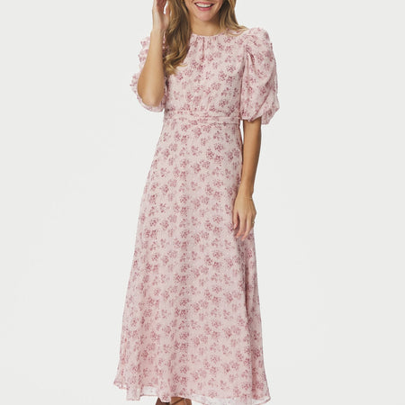 Neo Noir Kikka Chiffon Flower Dress Rose