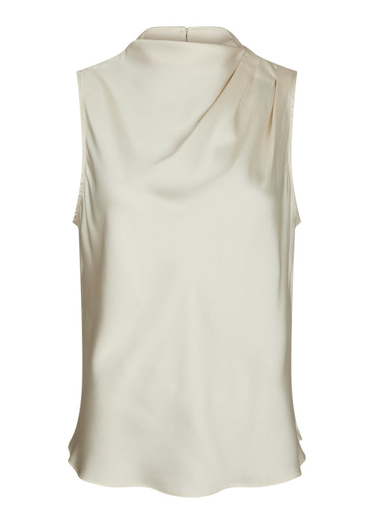 Neo Noir Isola Drapy Satin Top Creme