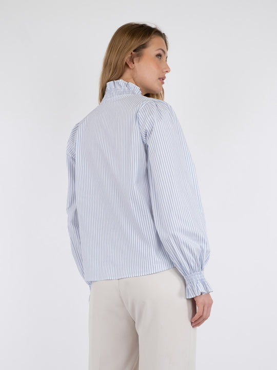 Neo Noir Brielle Stripe Shirt White Light Blue
