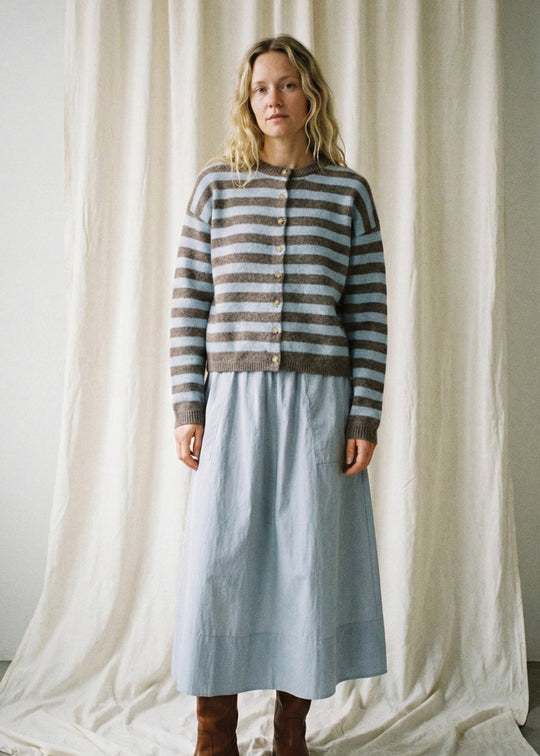 La Rouge Sisse Striped Cardigan Light Blue/Brown Stripe