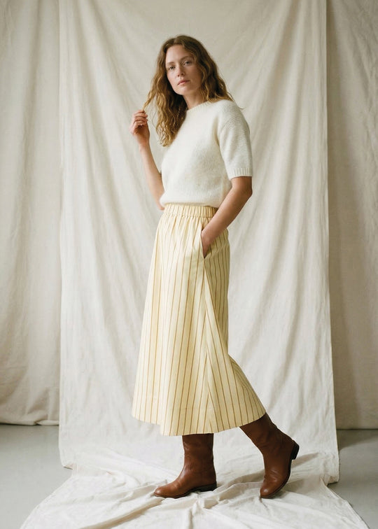La Rouge Louise Skirt Sand/Orange Stripe