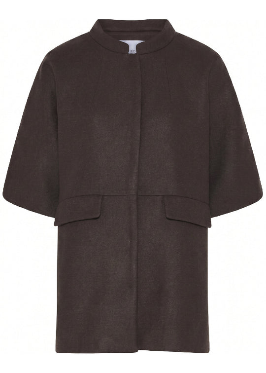 La Rouge Anette Wool Cape Short Dark Brown Melange