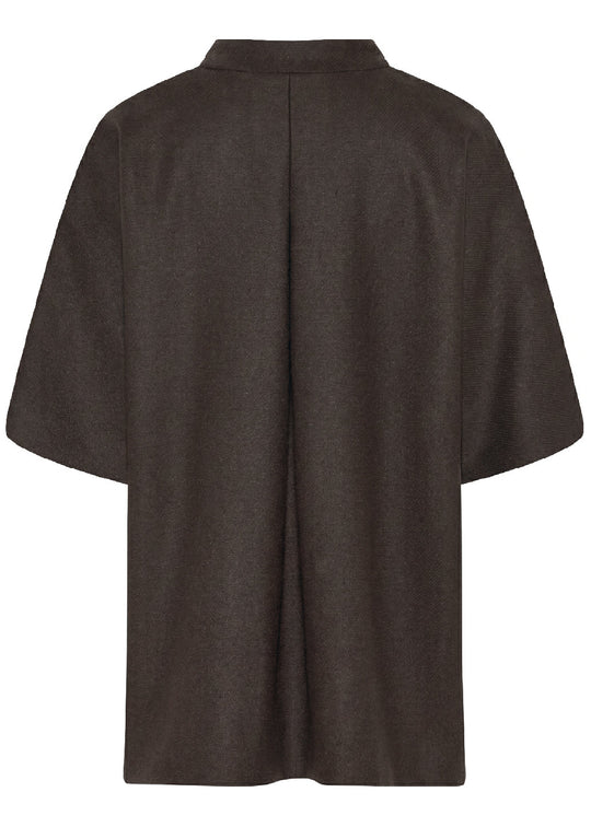 La Rouge Anette Wool Cape Short Dark Brown Melange