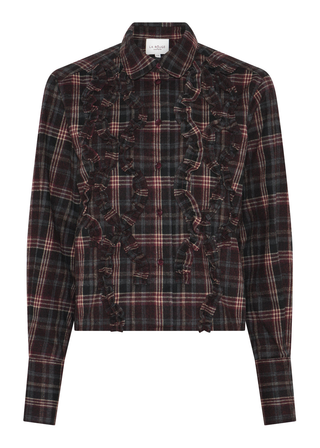 La Rouge Isa Cropped Shirt Grey/Wine Checks
