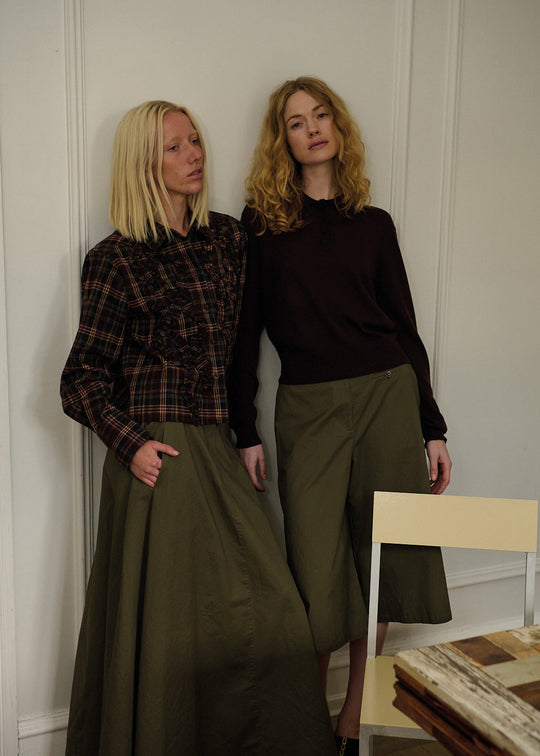La Rouge Isa Cropped Shirt Grey/Wine Checks