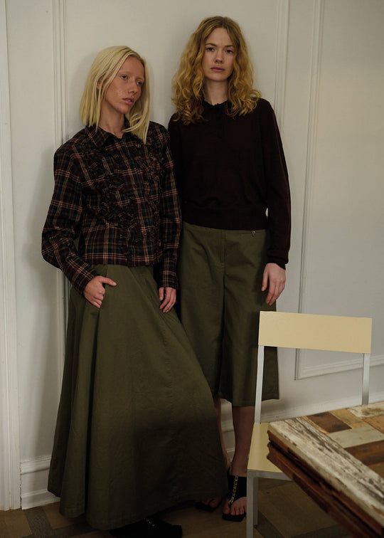 La Rouge Isa Cropped Shirt Grey/Wine Checks