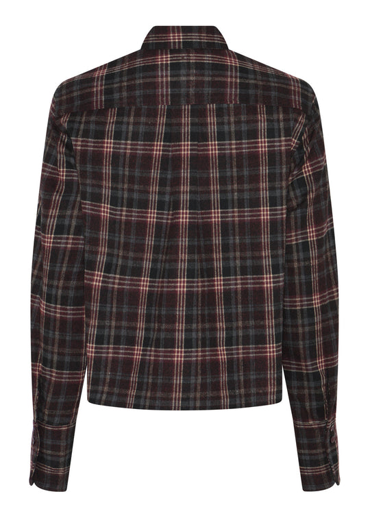 La Rouge Isa Cropped Shirt Grey/Wine Checks