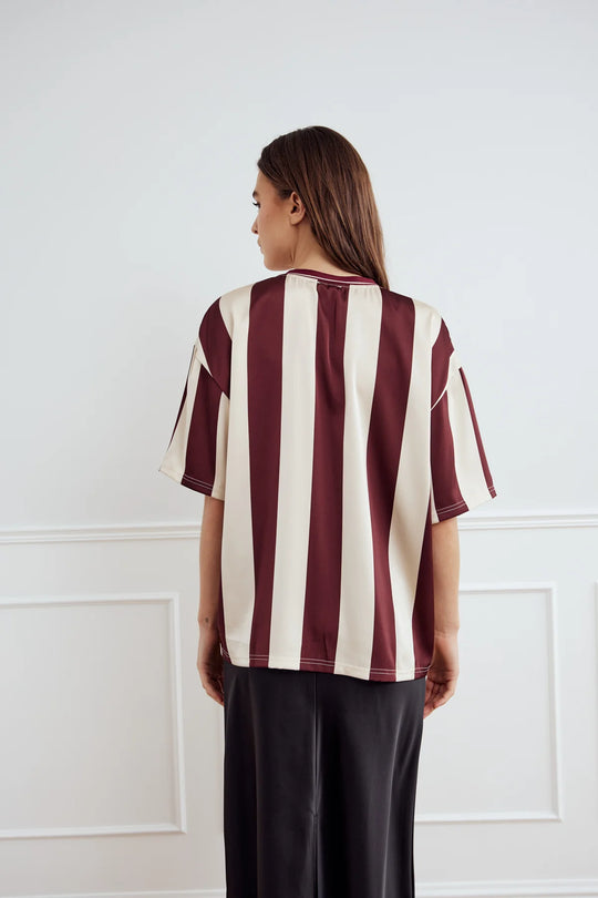 Noella Lucena Blouse Mahogany Ivory Stripe