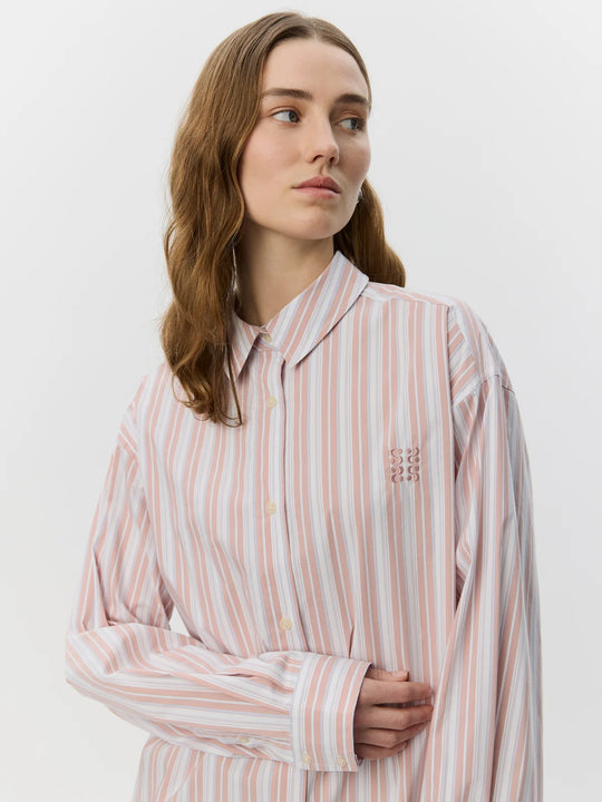 Sofie Schnoor Mercysw Oversized Shirt Light Rose Striped