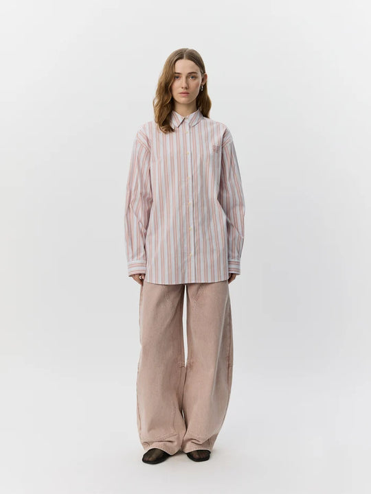 Sofie Schnoor Mercysw Oversized Shirt Light Rose Striped