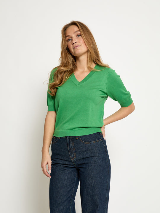 Pre-order uge 33. MSMilla V-Neck Knit Tee Greenbriar