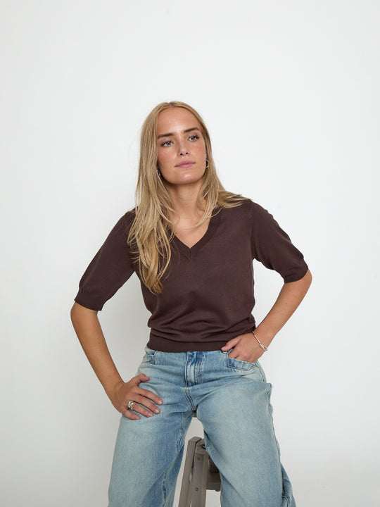 Minus MSMilla V-Neck Knit Tee Tiramisu