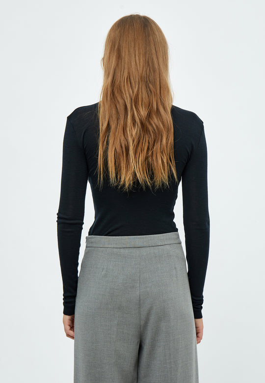 Minus MSCally Roll Neck Long Sleeve Top black