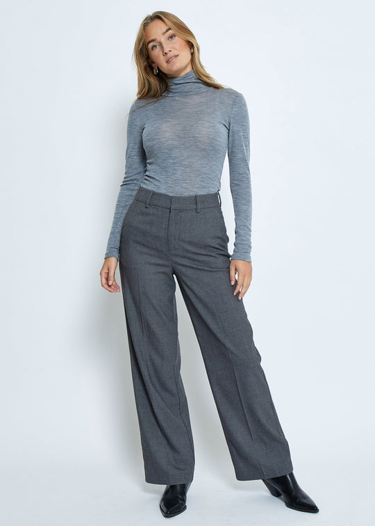 Minus MSCally Roll Neck Long Sleeve Top Light Grey Melange
