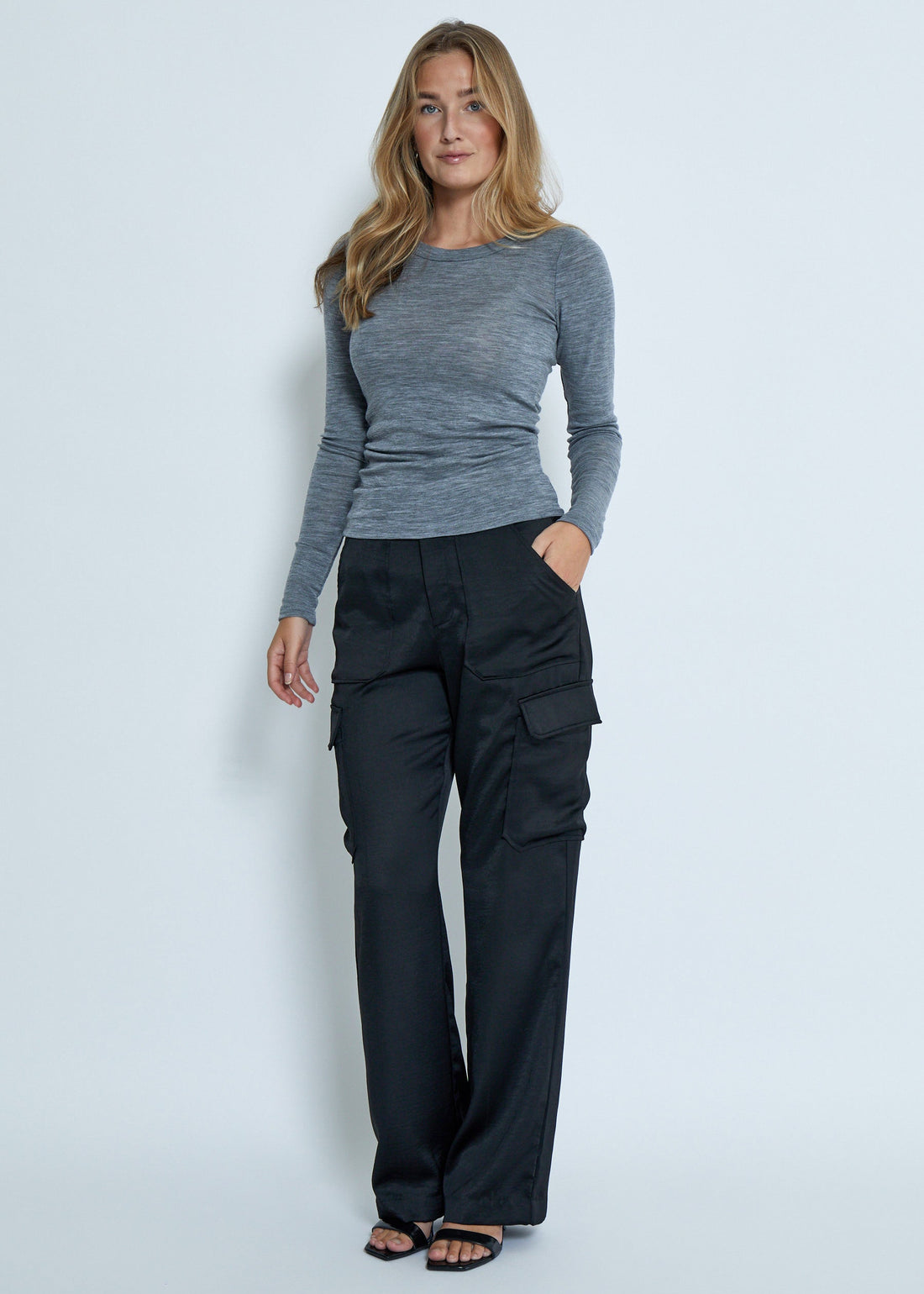 Minus MSCally Long Sleeve Top Light Grey Melange