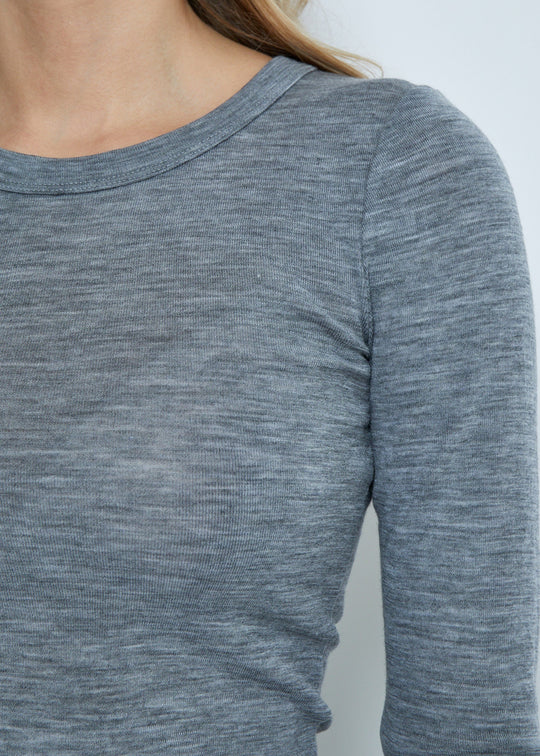 Minus MSCally Long Sleeve Top Light Grey Melange