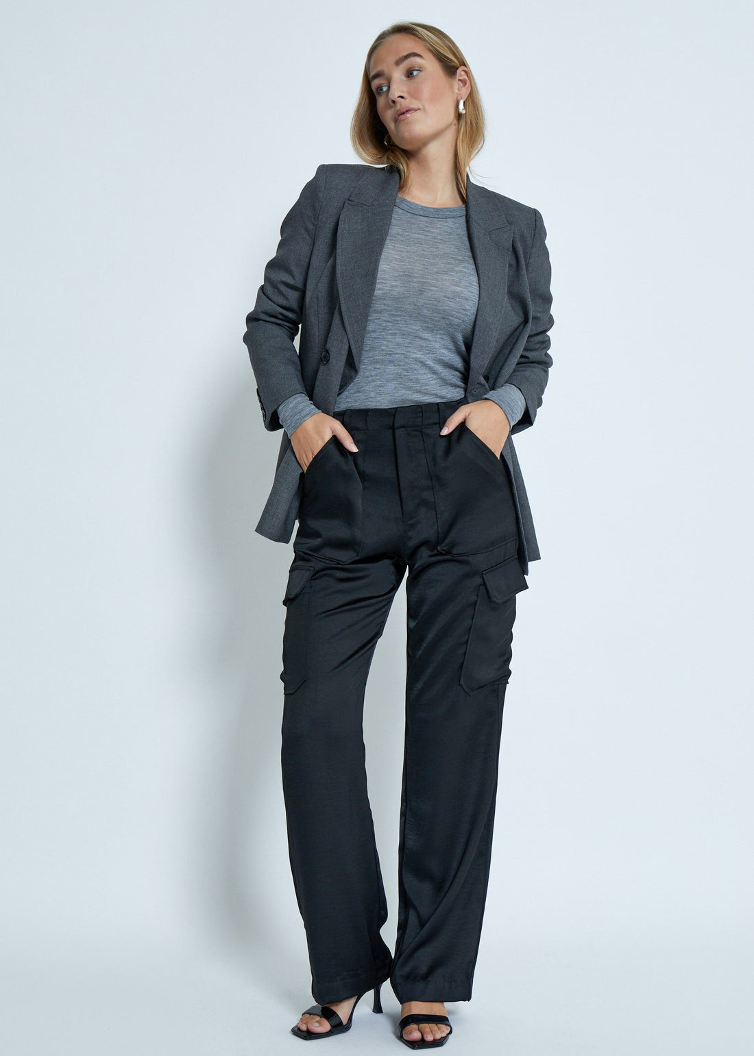 Minus MSCally Long Sleeve Top Light Grey Melange