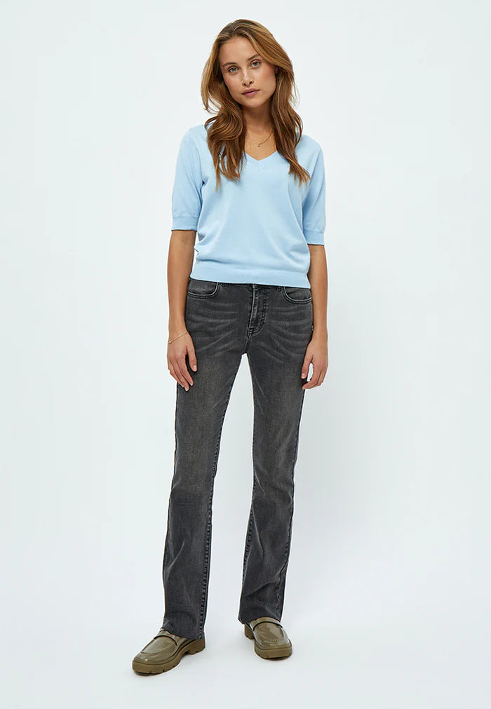 MSMilla V-Neck Knit Tee 1048 Ice Blue