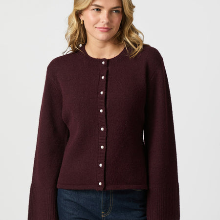 Neo Noir Mixie Knit Cardigan Wine