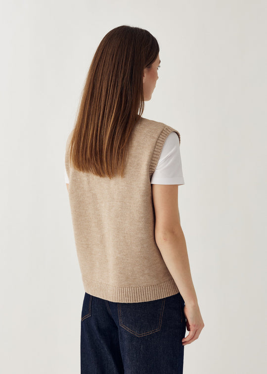 Noella N-Marilynn Knit Vest Sand Melange