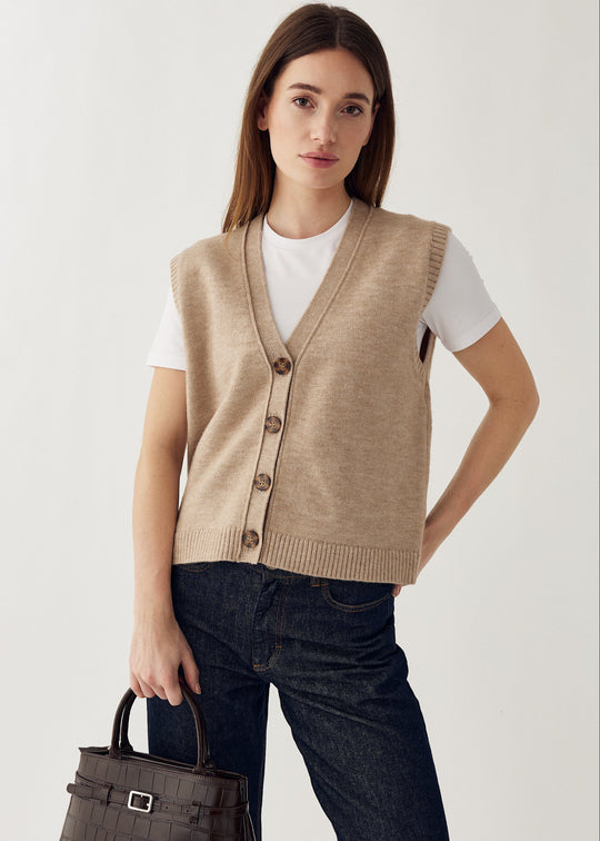 Noella N-Marilynn Knit Vest Sand Melange