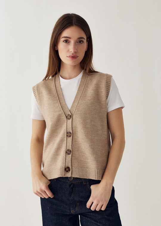 Noella N-Marilynn Knit Vest Sand Melange